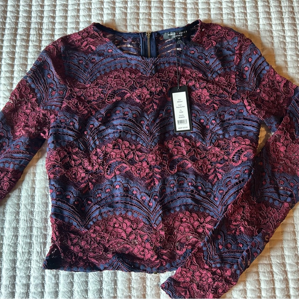 Romeo & Juliet Couture Crop & See Through Embellished Blouse